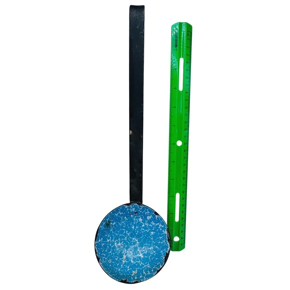 Vintage Blue Speckled Enamel Ladle Primitive Farmhouse Rustic‎ Kitchen Decor